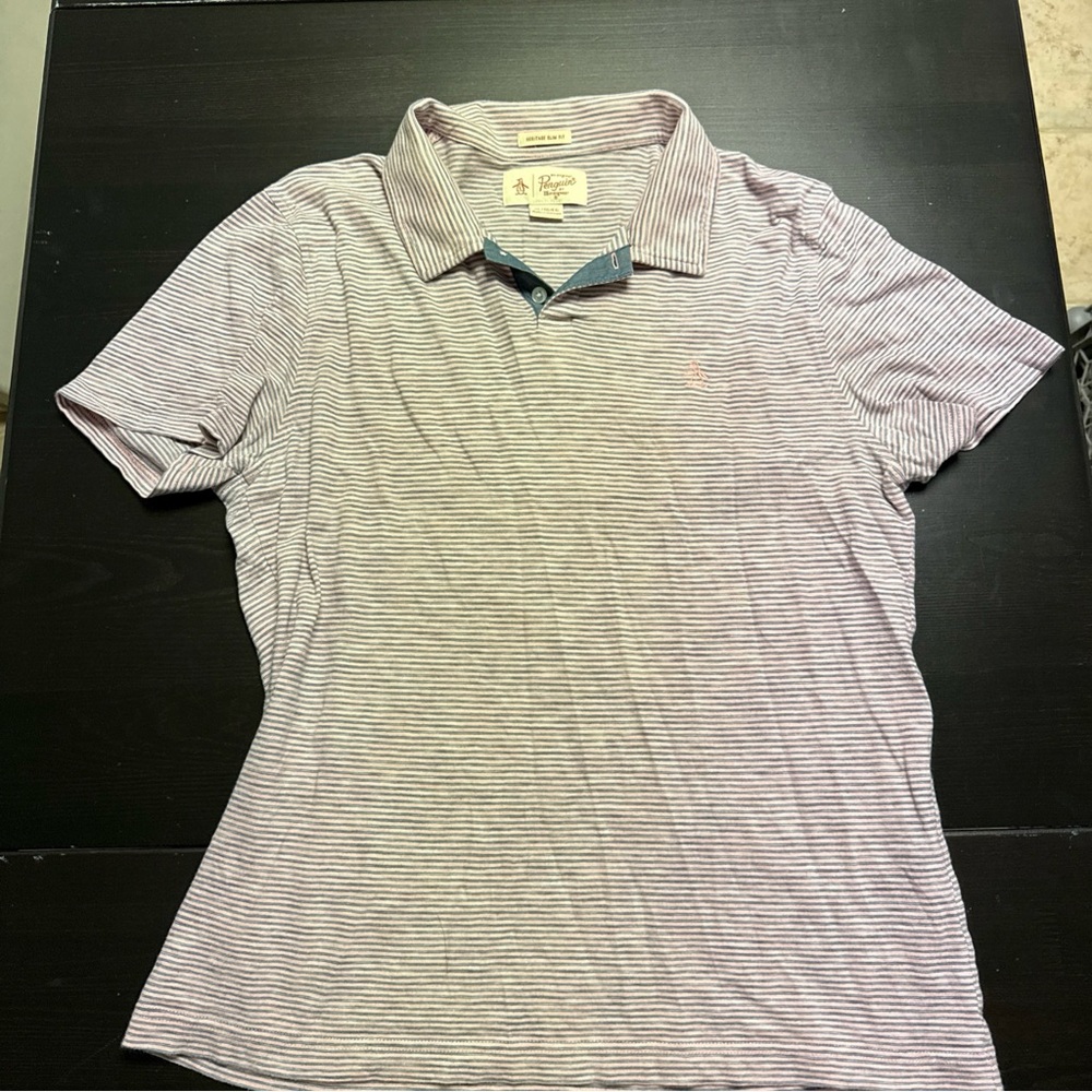 Original Penguin Men's Polo Shirt - Red and White Stripes